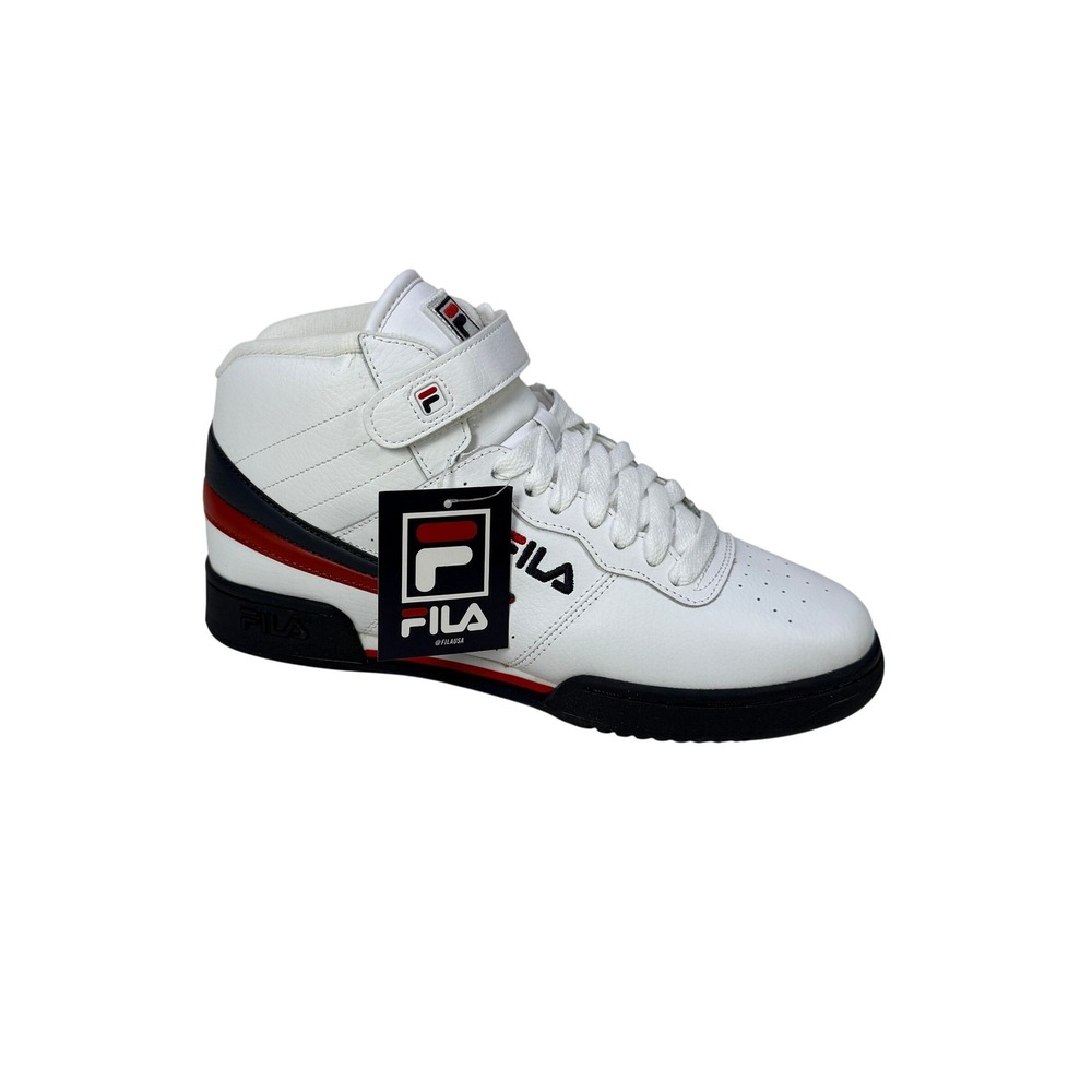 Fila F13V Mid Top‎ Sneakers Mens 8.5 White Navy Red Retro Basketball Shoes